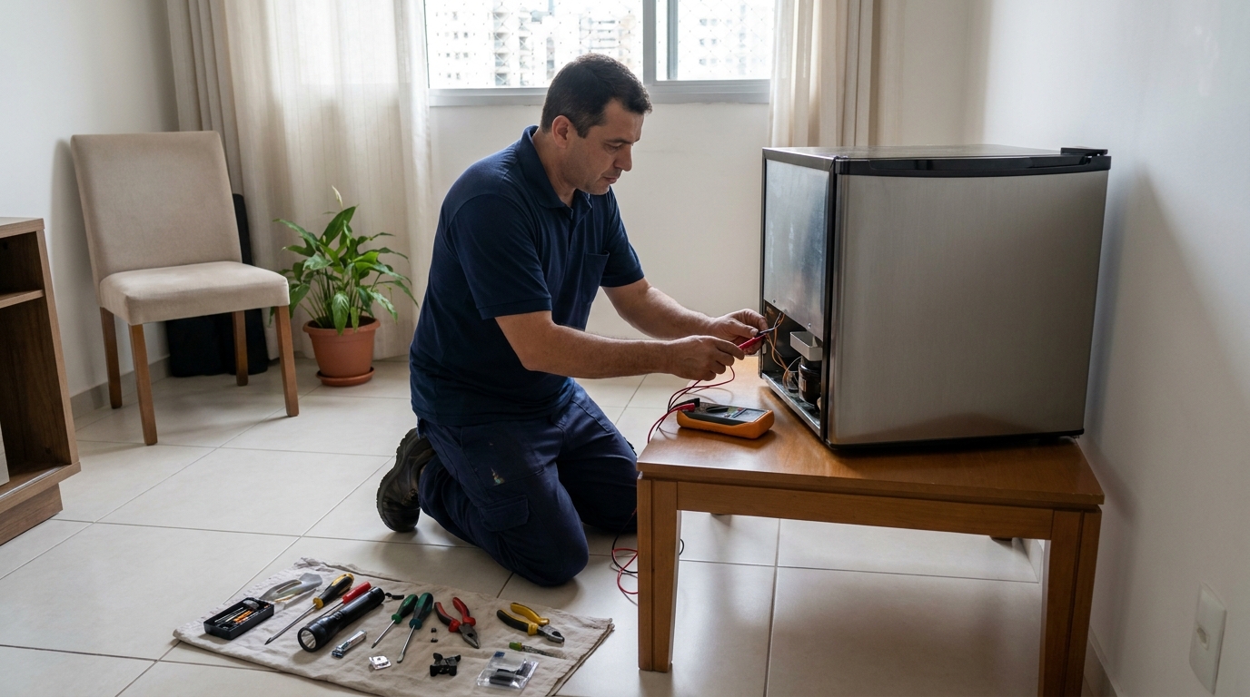 Técnico de conserto de frigobar em residência em São José dos Campos‑SP